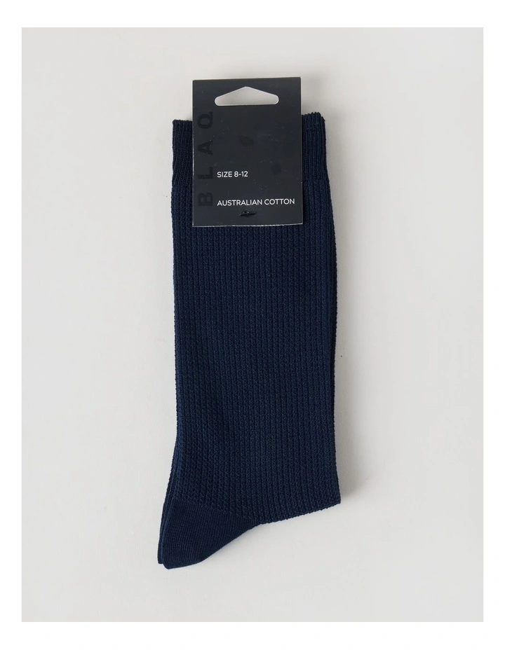 Australian Cotton Waffle Socks in Navy image 3