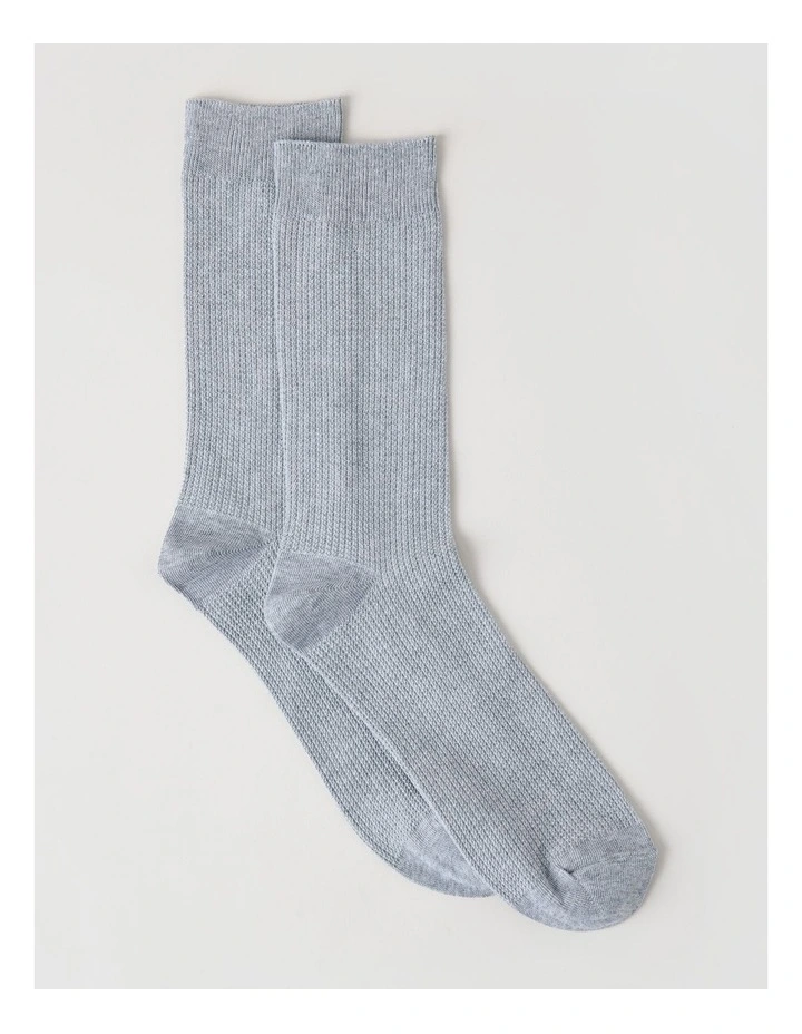 Australian Cotton Waffle Socks in Mid Grey Marle image 1
