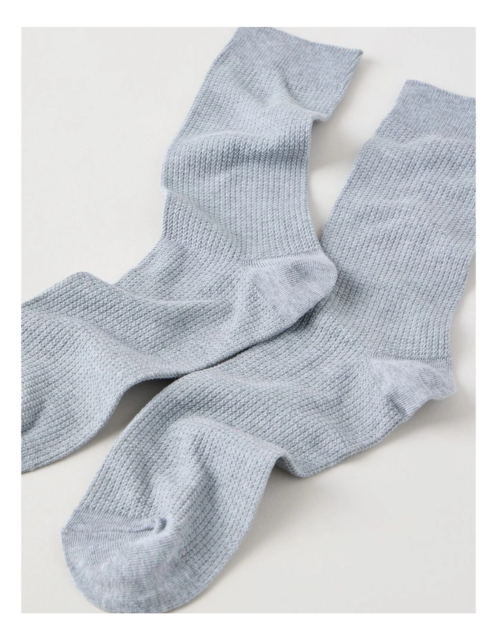 Australian Cotton Waffle Socks in Mid Grey Marle image 2