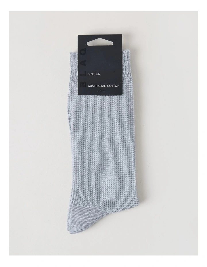 Australian Cotton Waffle Socks in Mid Grey Marle image 3
