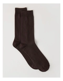 Australian Cotton Waffle Socks in Dark Chocolate