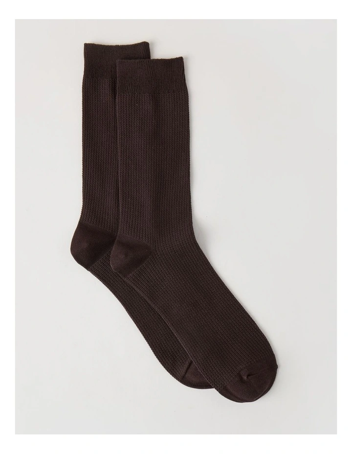 Australian Cotton Waffle Socks in Dark Chocolate image 1
