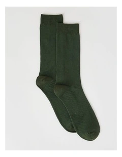 Australian Cotton Waffle Socks in Green Slate