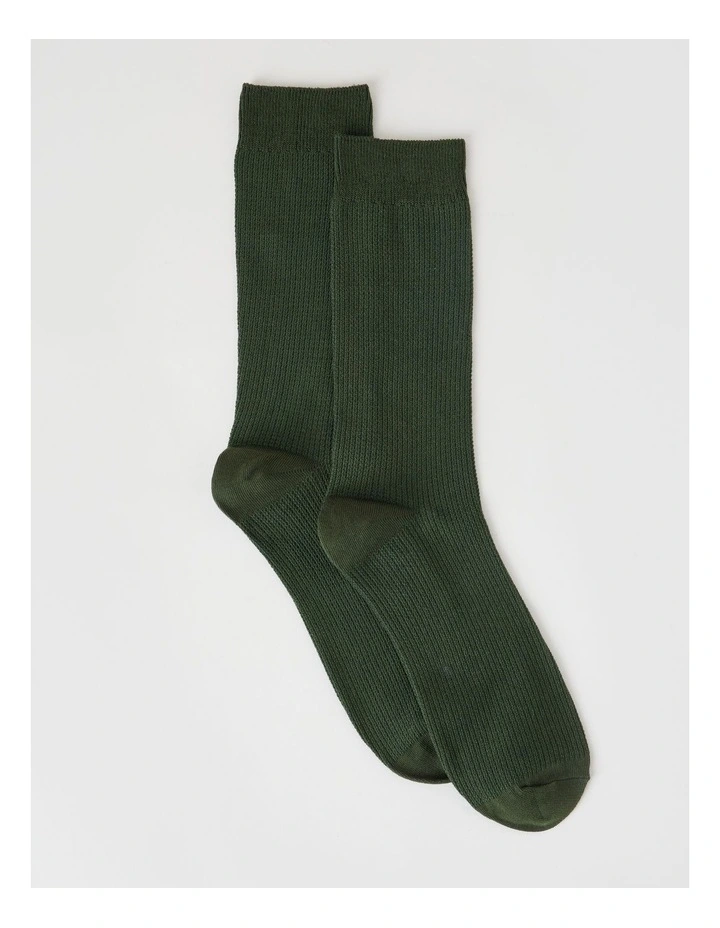 Australian Cotton Waffle Socks in Green Slate image 1