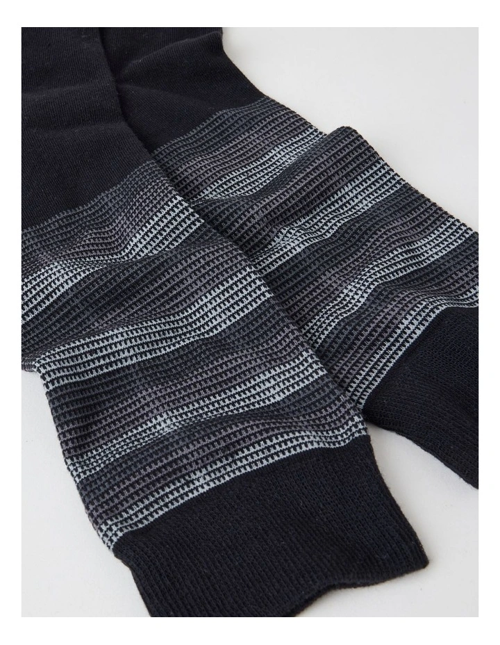 Australian Cotton Stripe Texture Socks in Black image 2