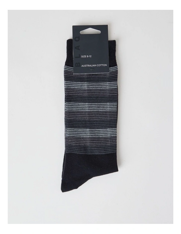 Australian Cotton Stripe Texture Socks in Black image 3