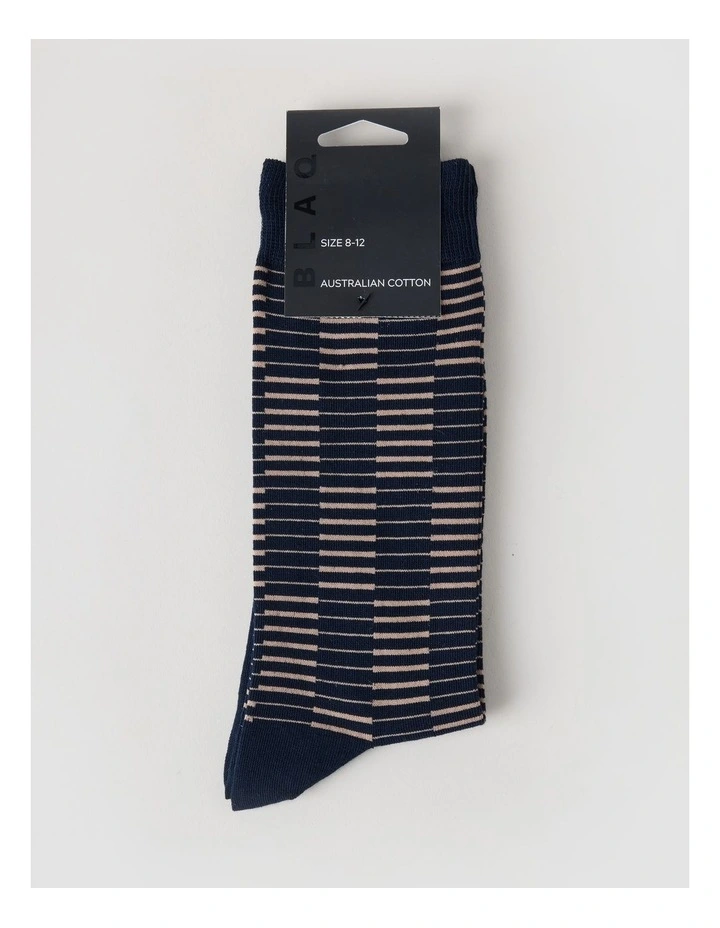 Australian Cotton Grid Socks in Navy & Sandlewood image 3