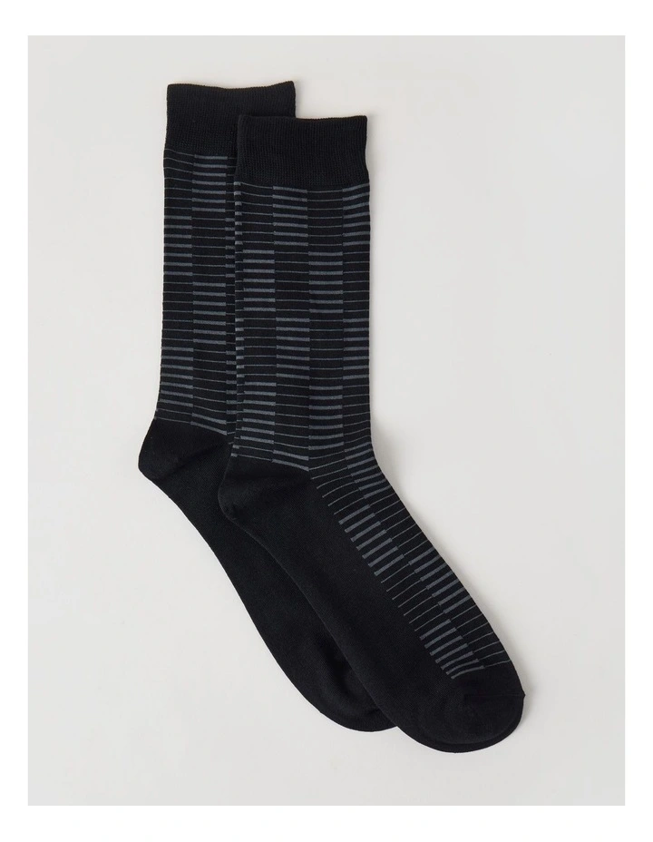 Australian Cotton Grid Socks in Black & Charcoal image 1