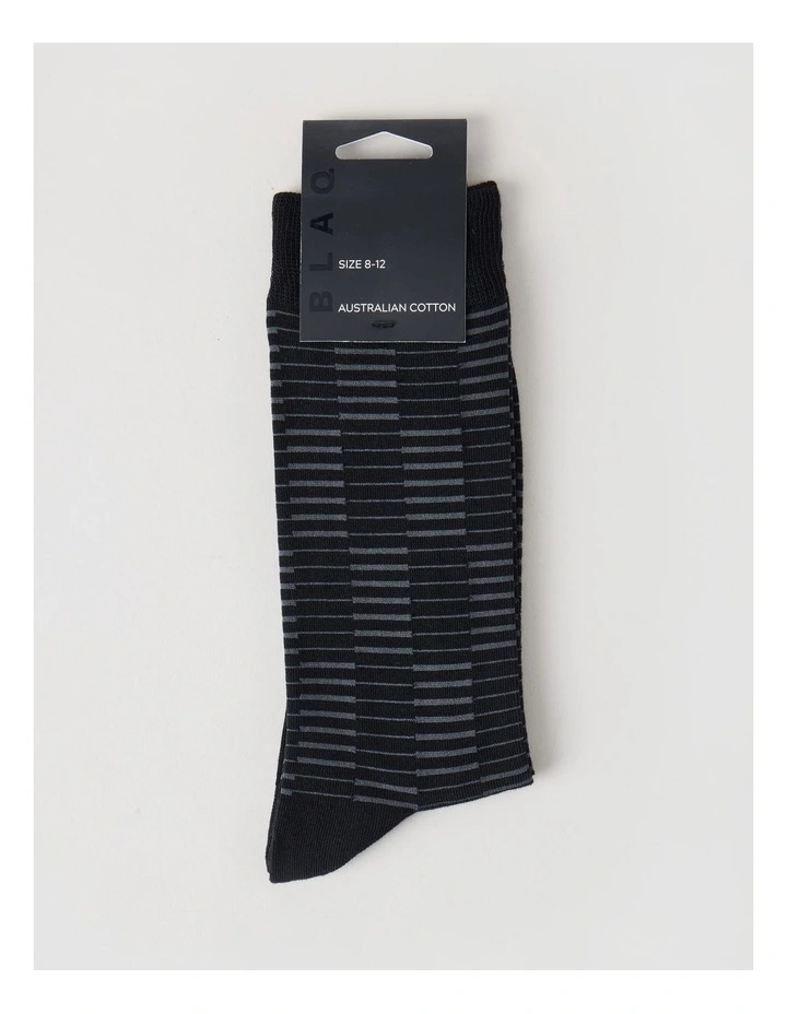 Australian Cotton Grid Socks in Black & Charcoal image 3