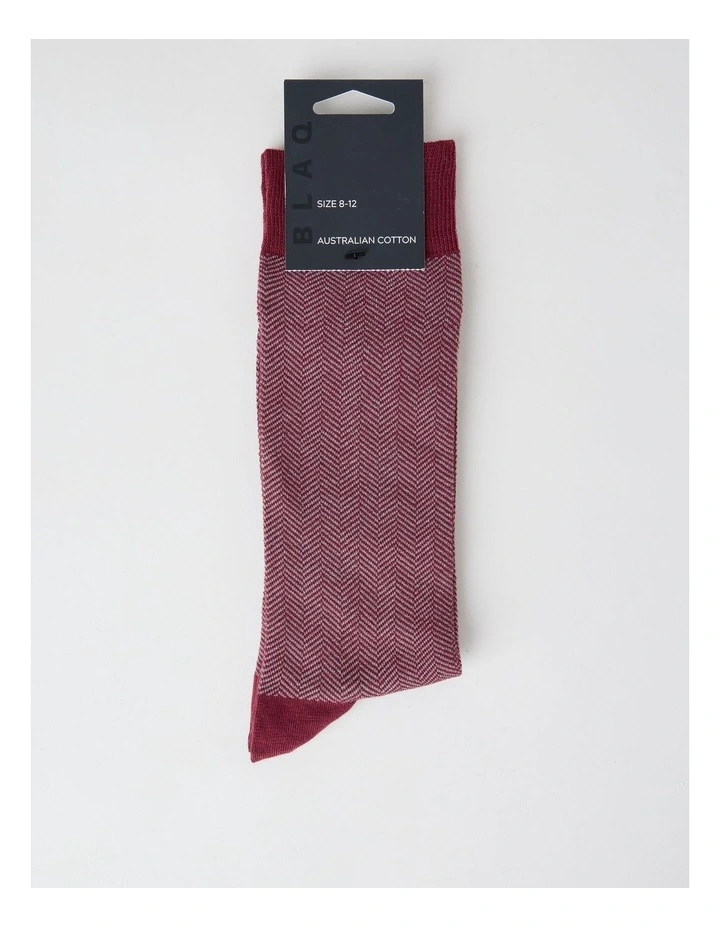 Australian Cotton Herringbone Socks in Prune and Soft Grey image 3