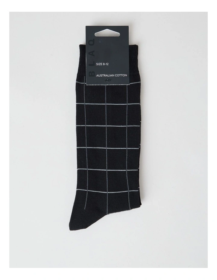 Australian Cotton Window Check Socks in Black and Charcoal image 3