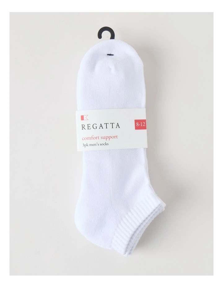 3 Pack Low Cut Sport Socks in White image 3