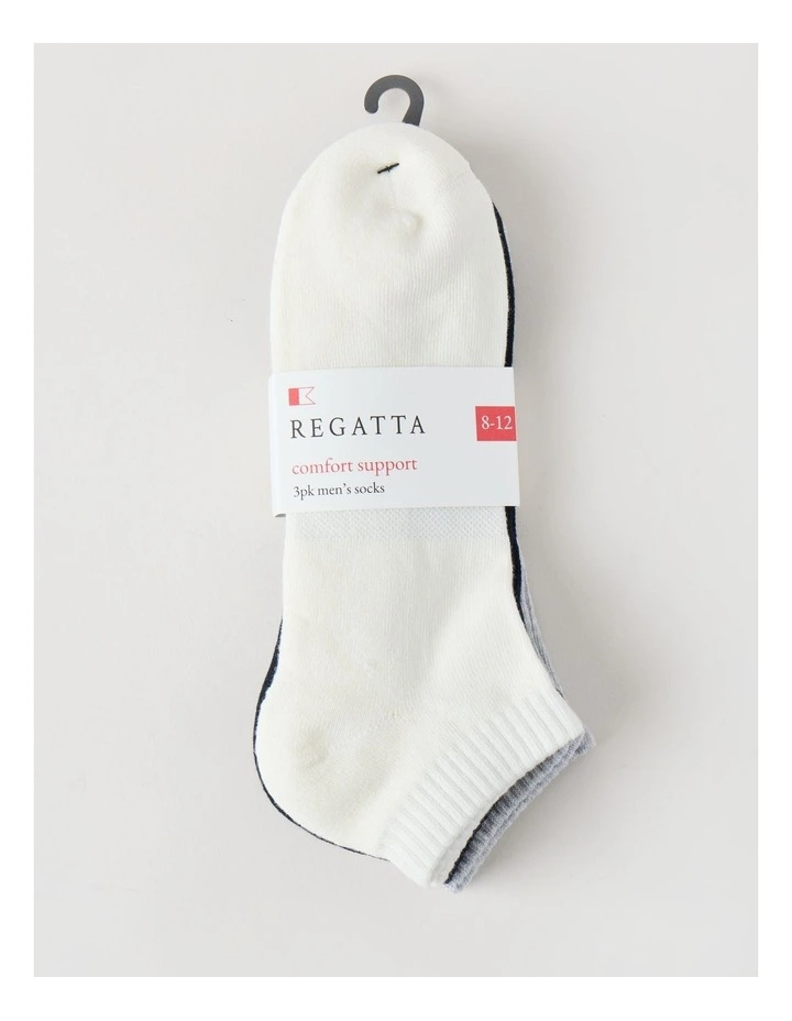 3 Pack Low Cut Sport Socks in Ivory, Navy, and Grey image 3