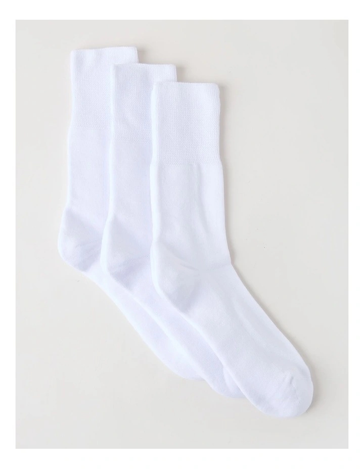 3 Pack Loose Top Crew Sports Socks in White image 1