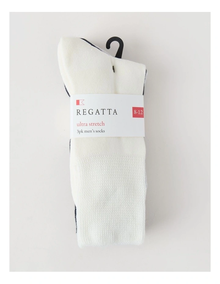 3 Pack Loose Top Crew Sports Socks in Ivory, Navy, and Grey image 3