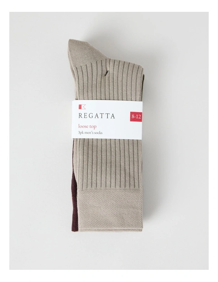 3 Pack Soft Top Rib Socks in Cobblestone, Forest, and Burgundy image 3