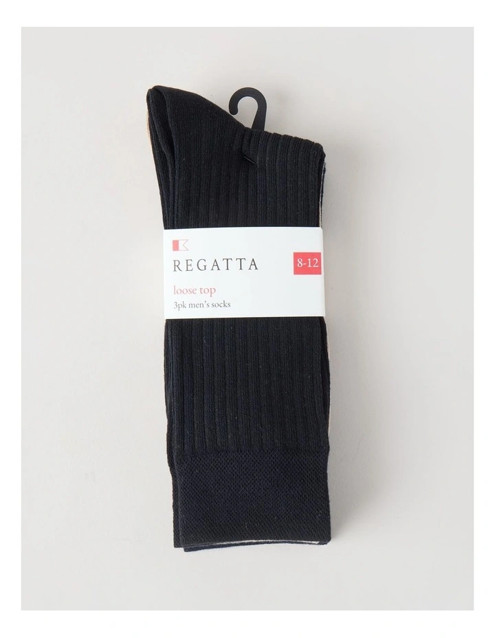 3 Pack Soft Top Rib Socks in Black, Sand, and Denim image 3