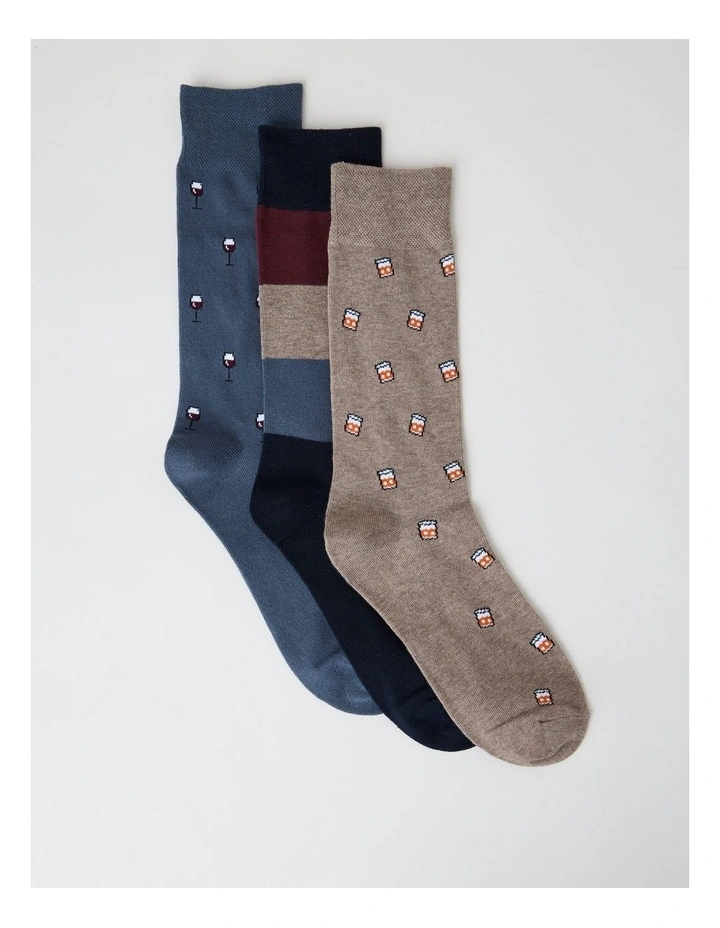 3 Pack Drinks Soft Top Socks image 1