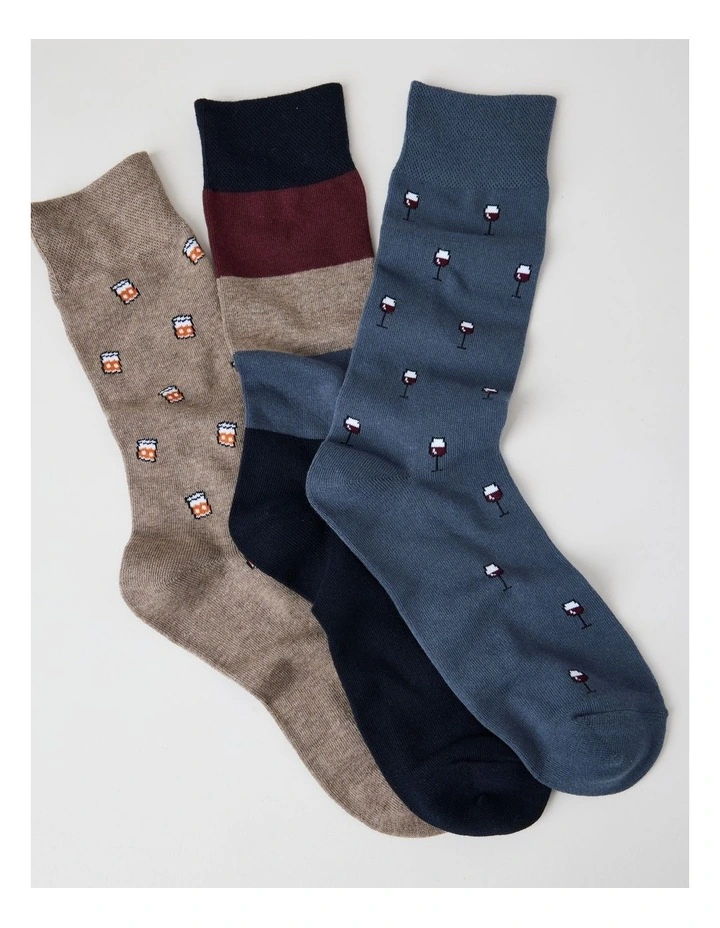 3 Pack Drinks Soft Top Socks image 2