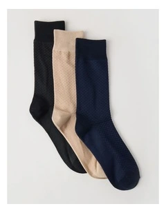 3 Pack Texture Soft Top Socks