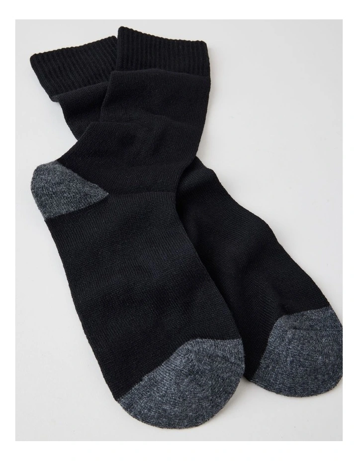 Merino Wool Boot Socks in Black and Moss Marle image 2