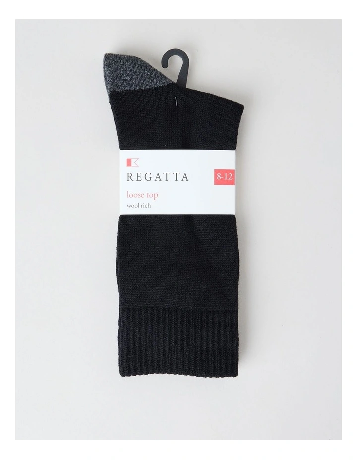 Merino Wool Boot Socks in Black and Moss Marle image 3