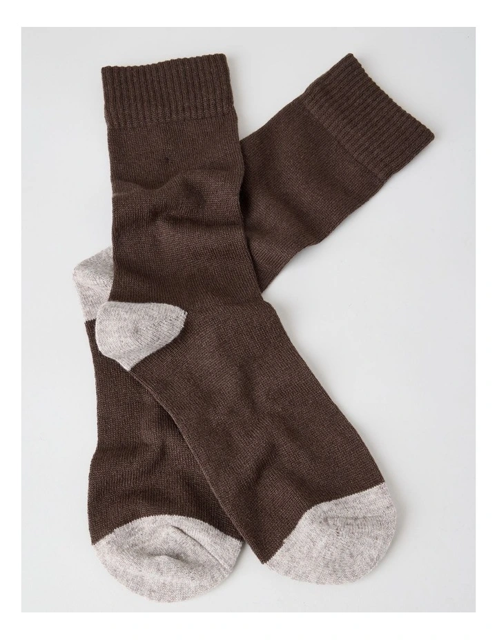 Merino Wool Boot Socks in Expresso and Taupe Marle image 2
