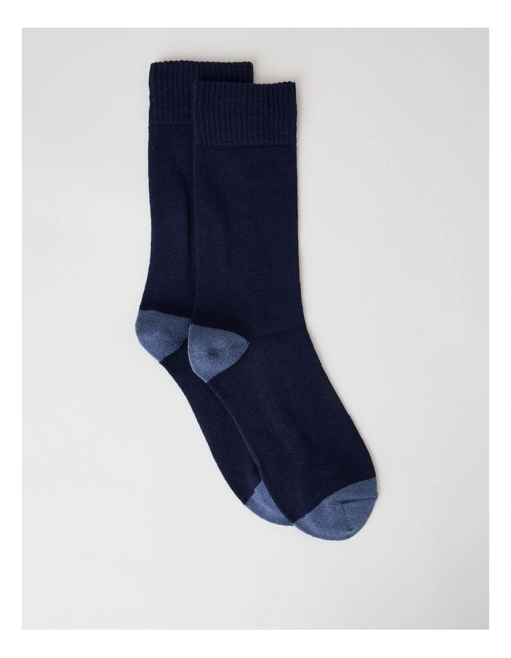 Merino Wool Boot Socks in Navy and Royal Blue image 1