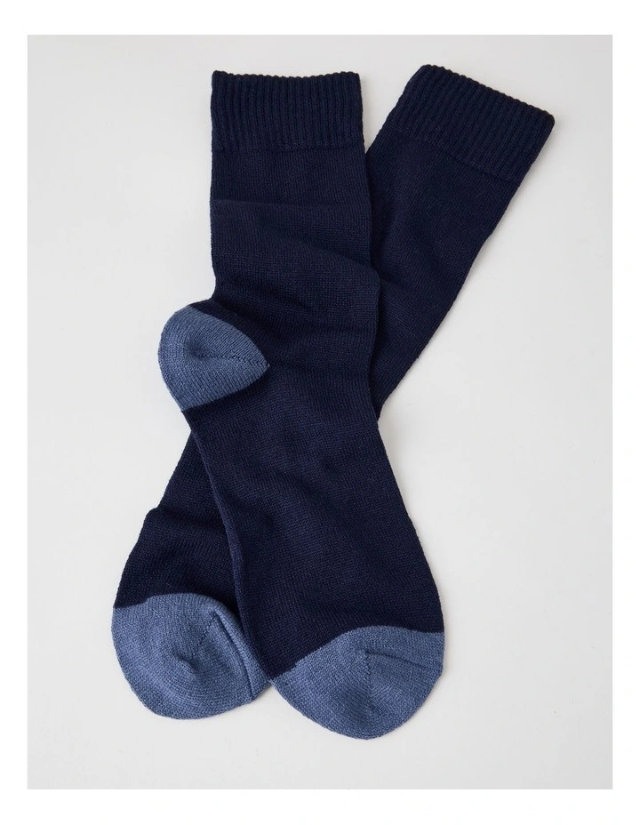 Merino Wool Boot Socks in Navy and Royal Blue image 2