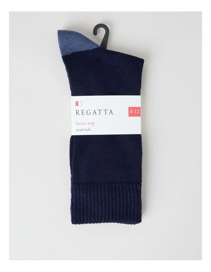 Merino Wool Boot Socks in Navy and Royal Blue image 3