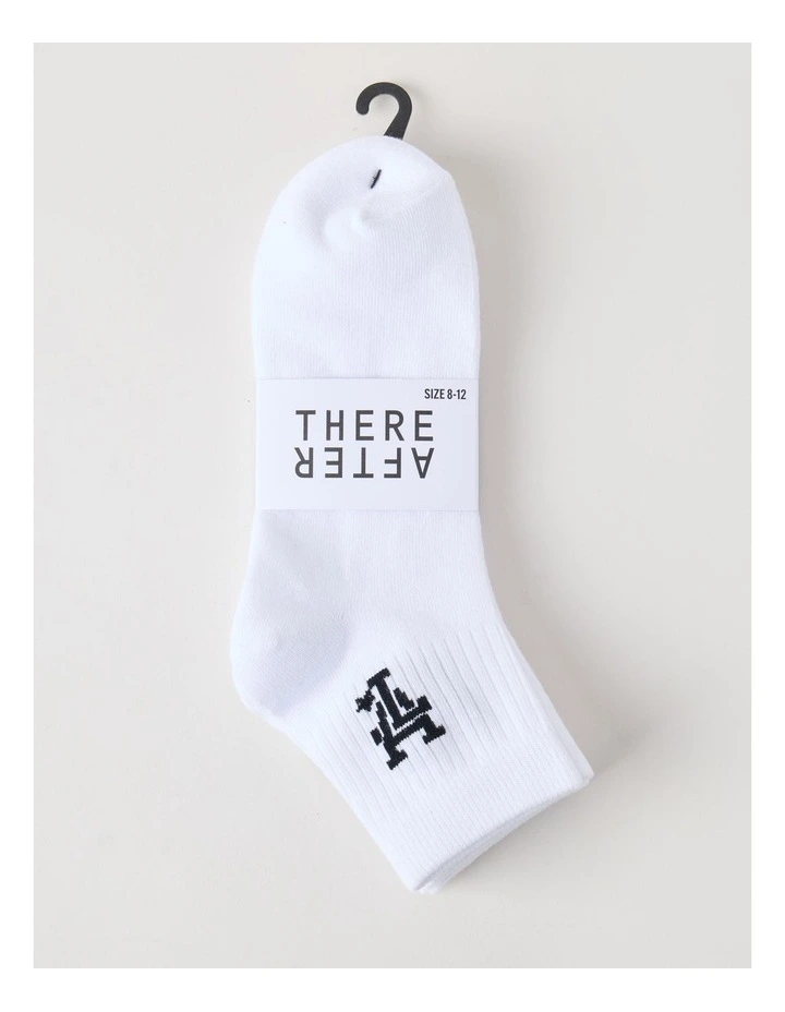3 Pack Ankle Crew Logo Socks in White image 3