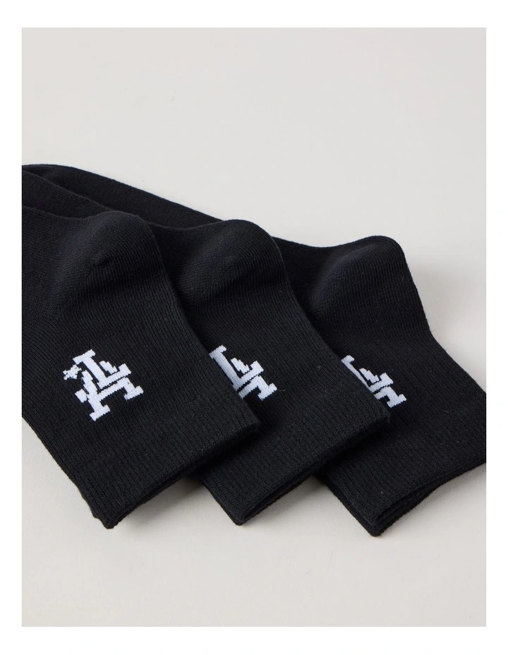 3 Pack Ankle Crew Logo Socks in Black image 2