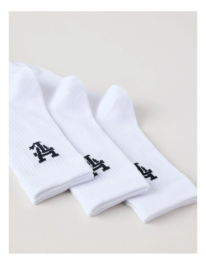 3 Pack Crew Logo Socks in White image 2