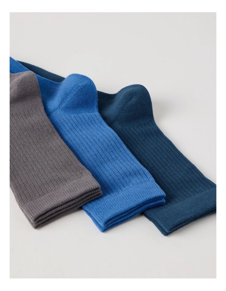 3 Pack Colour Crew Sport Socks in Teal, Blue, and Charcoal image 2