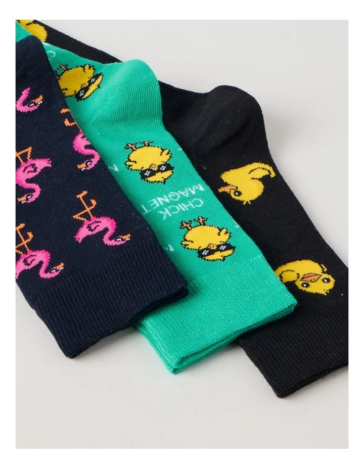 3 Pack Novelty Socks in Black and Emerald image 2