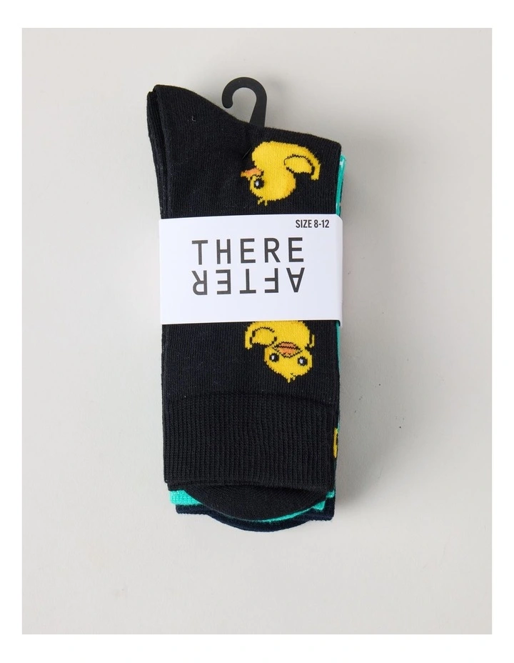 3 Pack Novelty Socks in Black and Emerald image 3