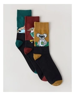 3 Pack Novelty Socks in Jasper, Ochre, and Ginger