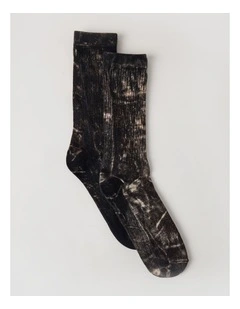 2 Pack Pigment Dye Rib Socks in Black and Dark Brown