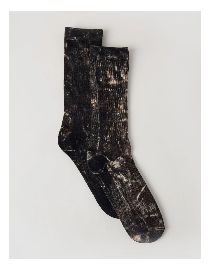 2 Pack Pigment Dye Rib Socks in Black and Dark Brown image 1