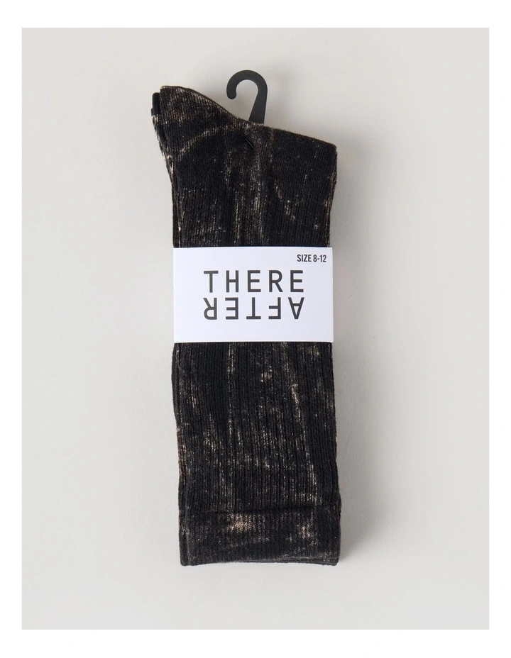 2 Pack Pigment Dye Rib Socks in Black and Dark Brown image 3