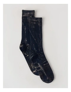 2 Pack Pigment Dye Rib Socks in Navy and Dusky Green