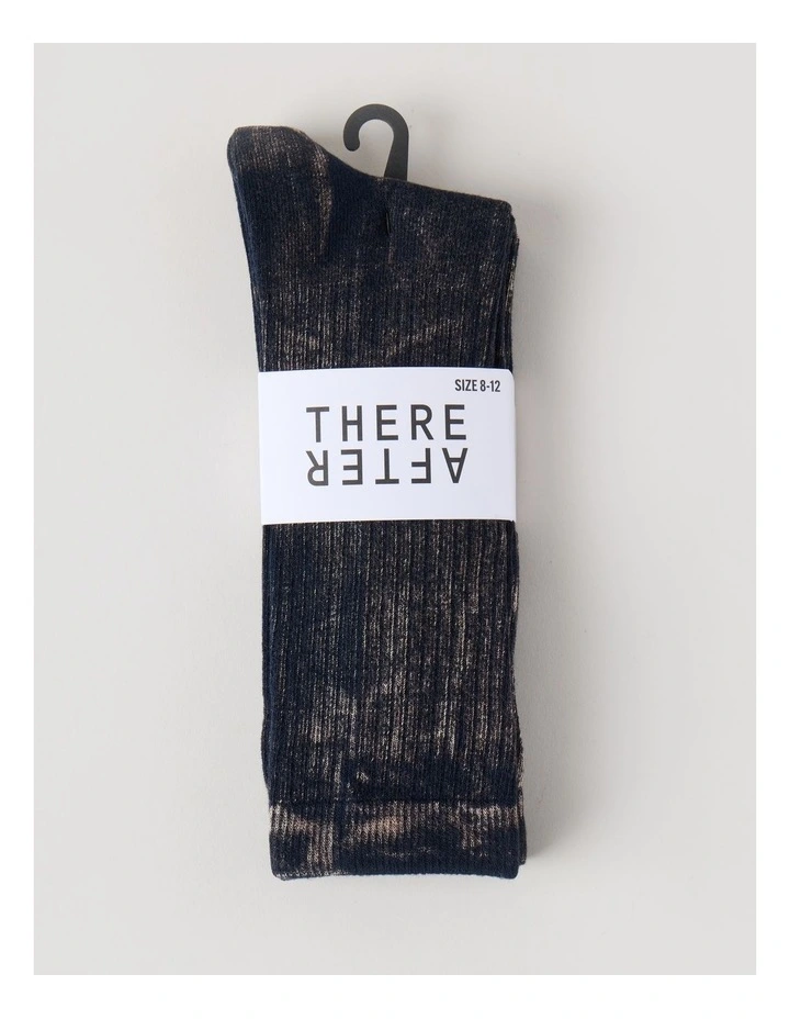 2 Pack Pigment Dye Rib Socks in Navy and Dusky Green image 3