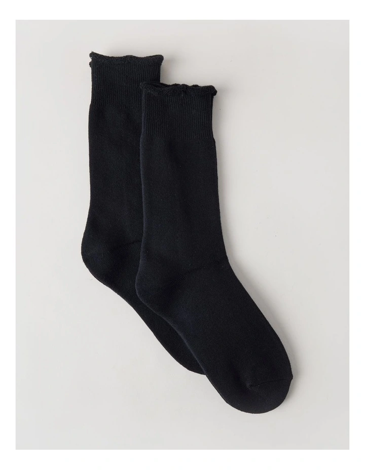 2 Pack Cotton Terry Socks in Black image 1