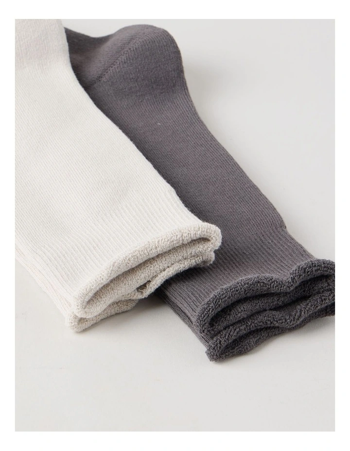 2 Pack Cotton Terry Socks in Warm Grey and Moonbeam image 2