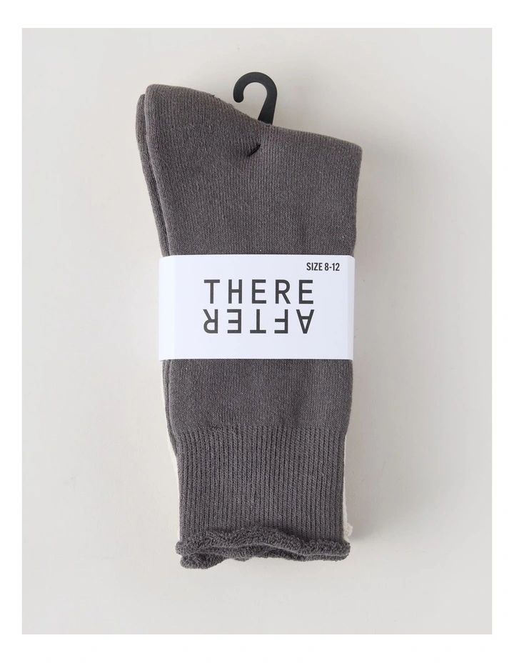 2 Pack Cotton Terry Socks in Warm Grey and Moonbeam image 3