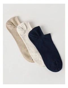 3 Pack Lowcut Liner Socks in Navy, Stone, & Pumice
