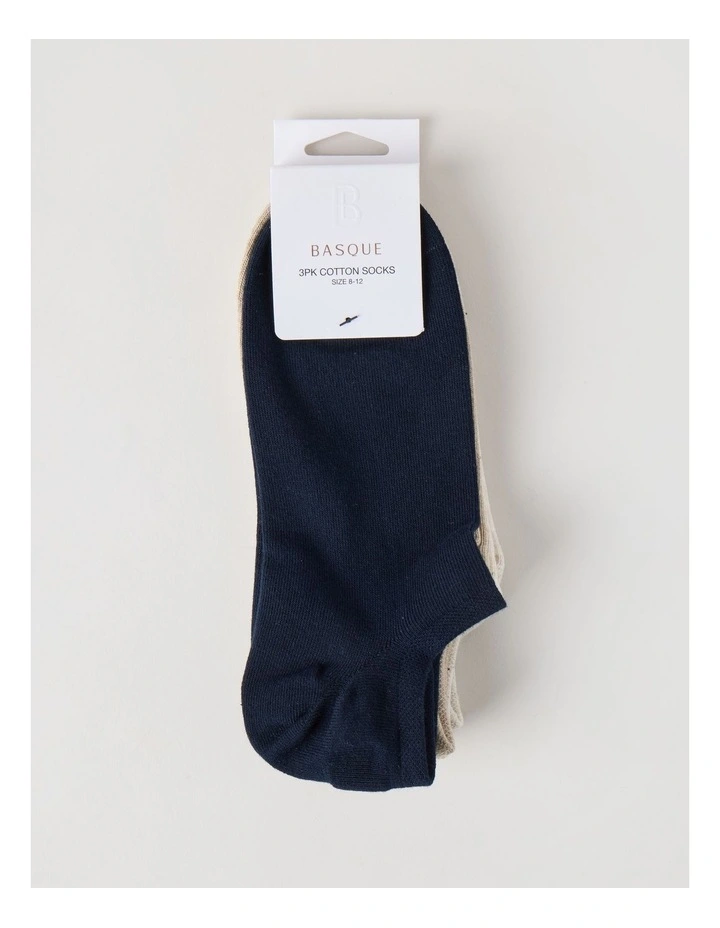 3 Pack Lowcut Liner Socks in Navy, Stone, & Pumice image 3