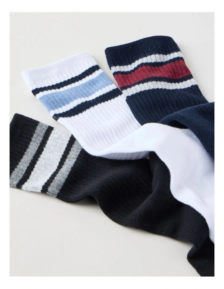 3 Pack Sports Crew Socks in Multi Stripe image 2