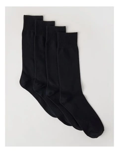 4 Pack Plain Socks in Black