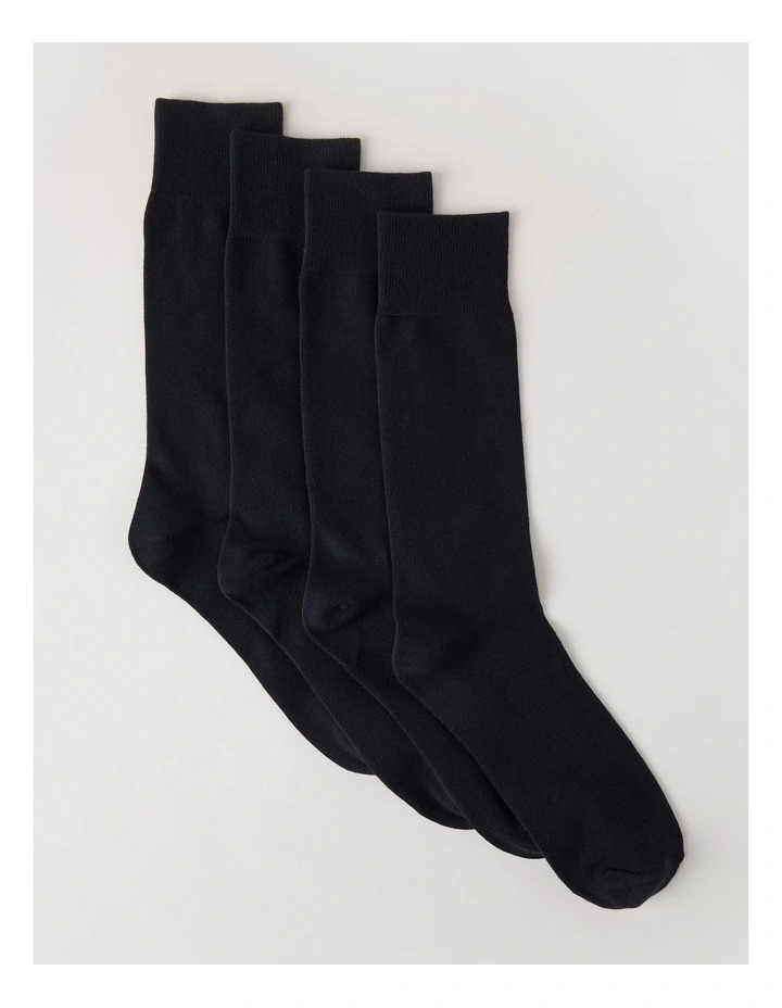 4 Pack Plain Socks in Black image 1